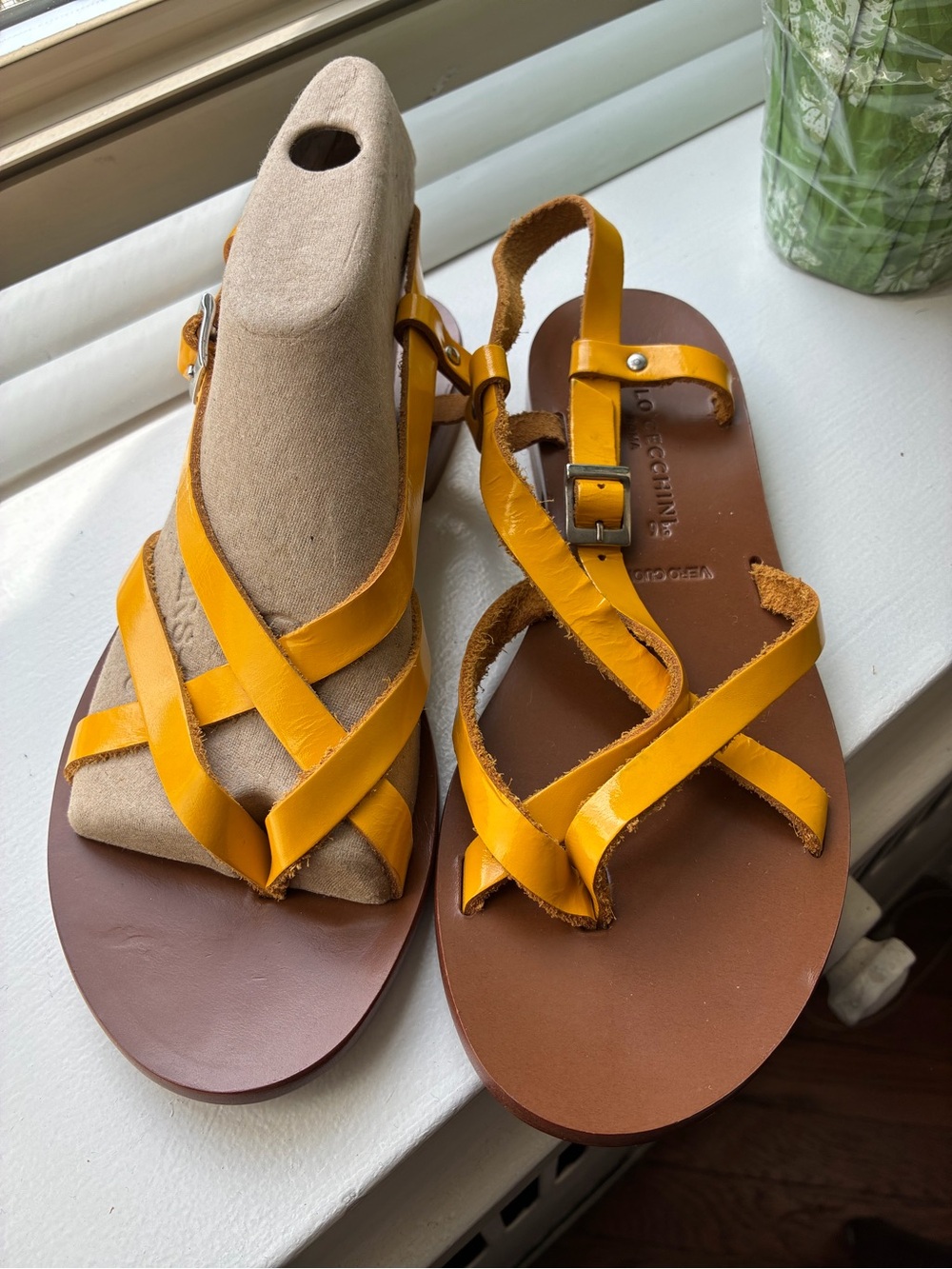 Women’s Yellow Strappy Leather Sandals
